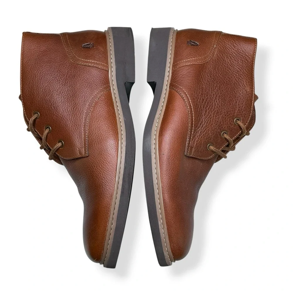 Hush Puppies Detroit Chukka Boots Men Size 10 Cognac Tan Leather Lace Up